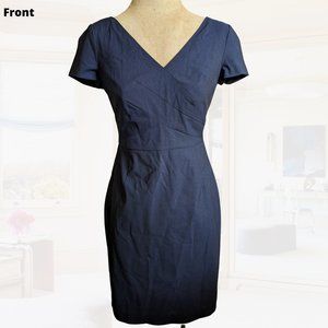 [EUC] Banana Republic Pleated Cap-Sleeved Sheath Dress - Size 4 (Blue)